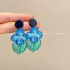 High-End Blue Floral Acrylic Earrings - Simple, Versatile, Fresh Forest Style