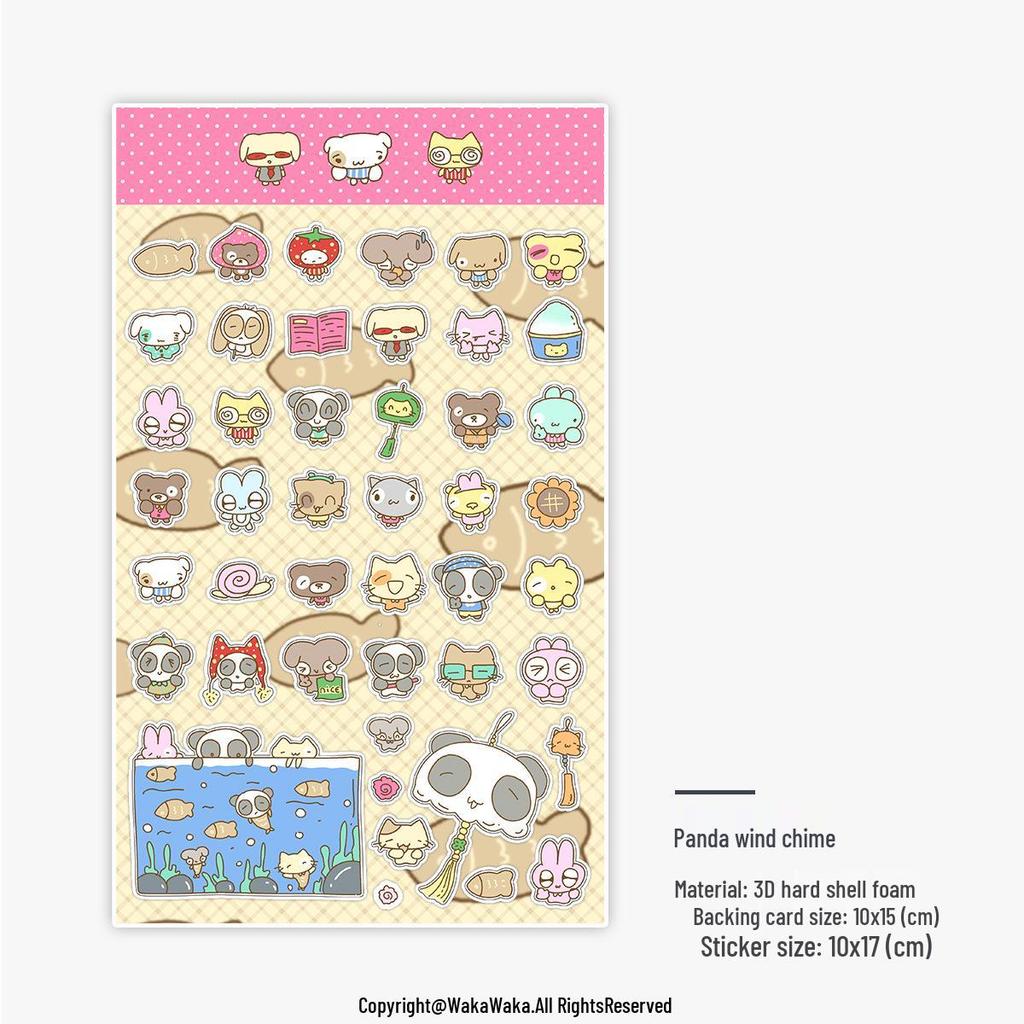 Waka Waka 3D Stereo Cute Animal Christmas Bubble Stickers - Waterproof Cartoon Journal Decals