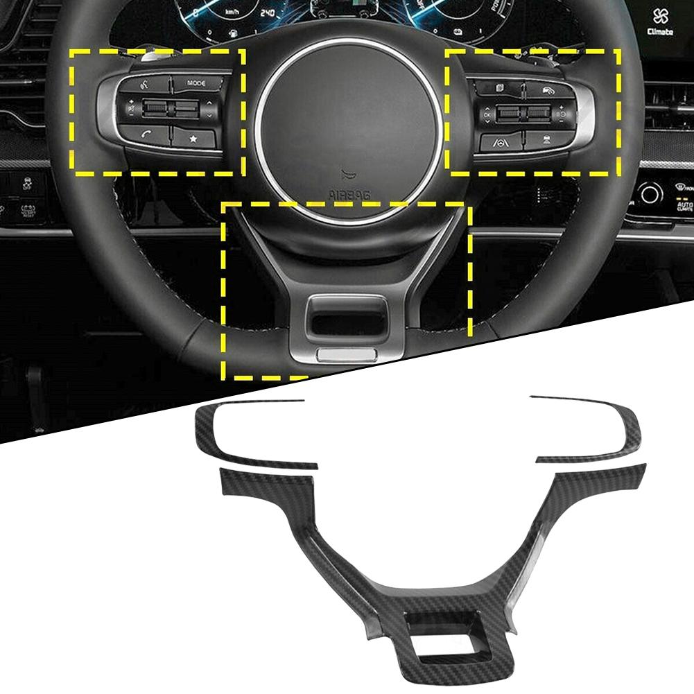3PC Car Steering Wheel Panel Cover Trim For Kia For Sportage NQ5 2026 2026 ABS Carbon Fiber Black Steering Wheel Panel Stickers
