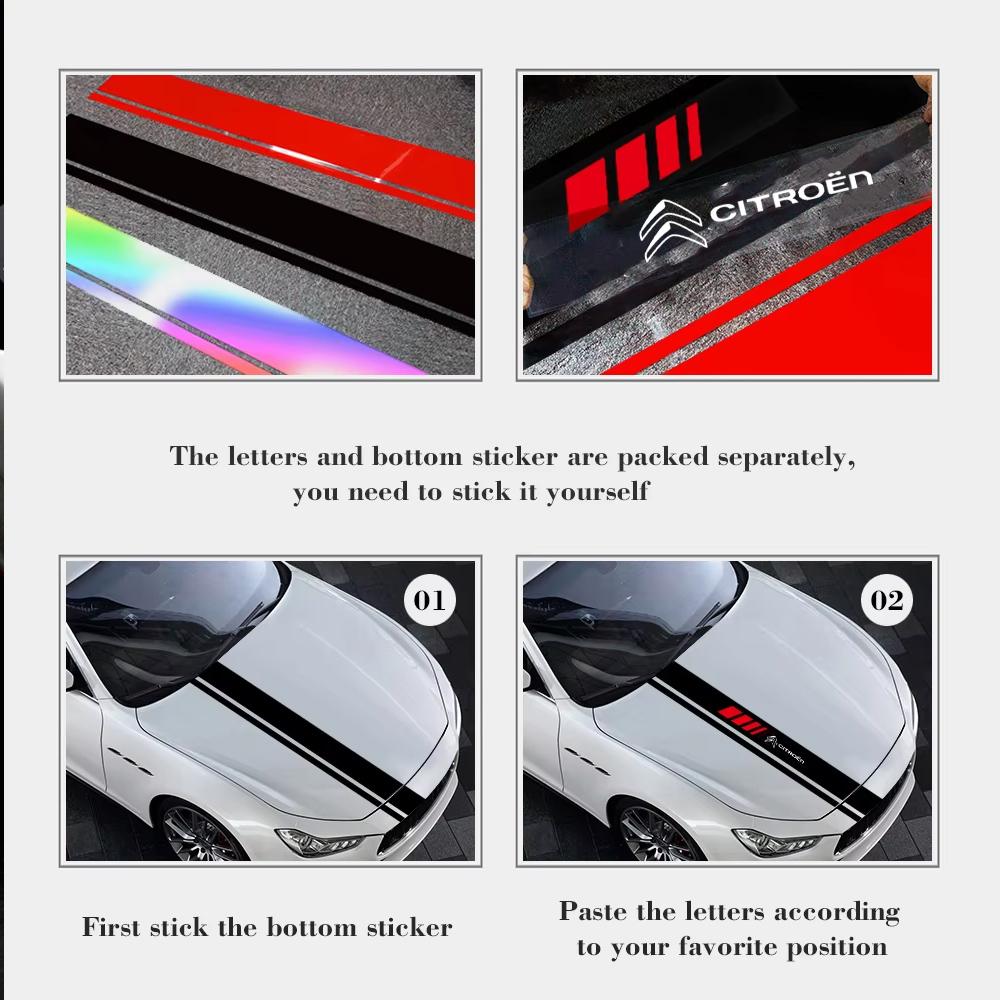 Autocollant décoratif de capot de voiture PVC Décalcomanie de capot de voiture Pour Citroen C4 C2 C3 Aircross C5 Aircross Berlingo Cactus Accessoires de voiture