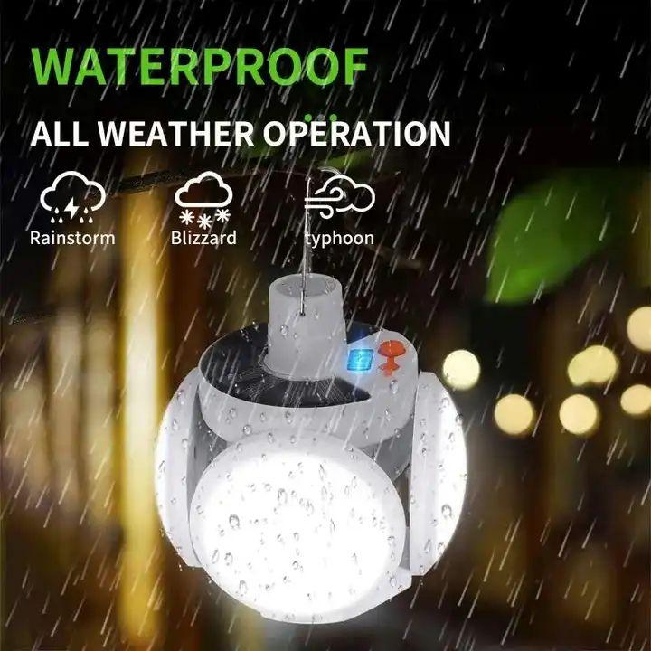 50W Football Led Bulbs Solar Remote Control Night Light Rechargeable Light with Lantern Folding with Cable for Garden Bulb Light