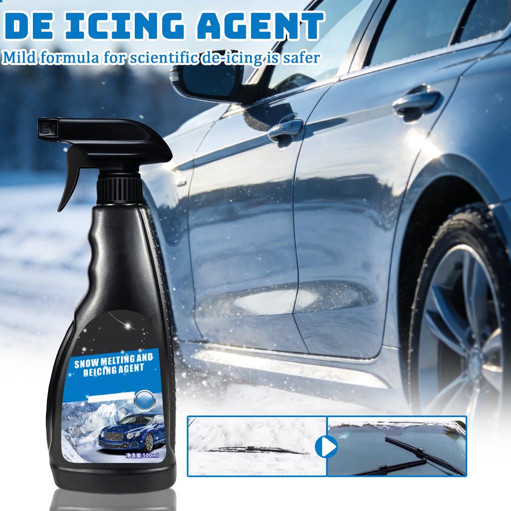 Snow Melting and Deicing Agent Spray for Car Windshield Driveway Walkway Quick Ice Removal Solution 500ml Bottle