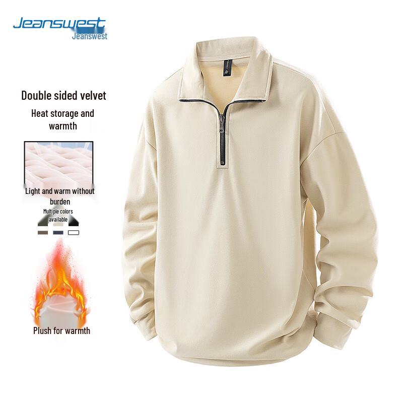 

JEANSWEST Men s Half-Zip Lapel Thermal Fleece Pullover Sweatshirt XL
