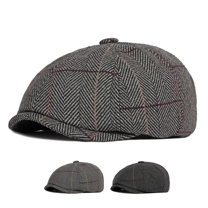 Retro Berets British Style Newsboy Cap Men Women Ascot Cap Male Vintage Octagonal Herringbone Flat Caps