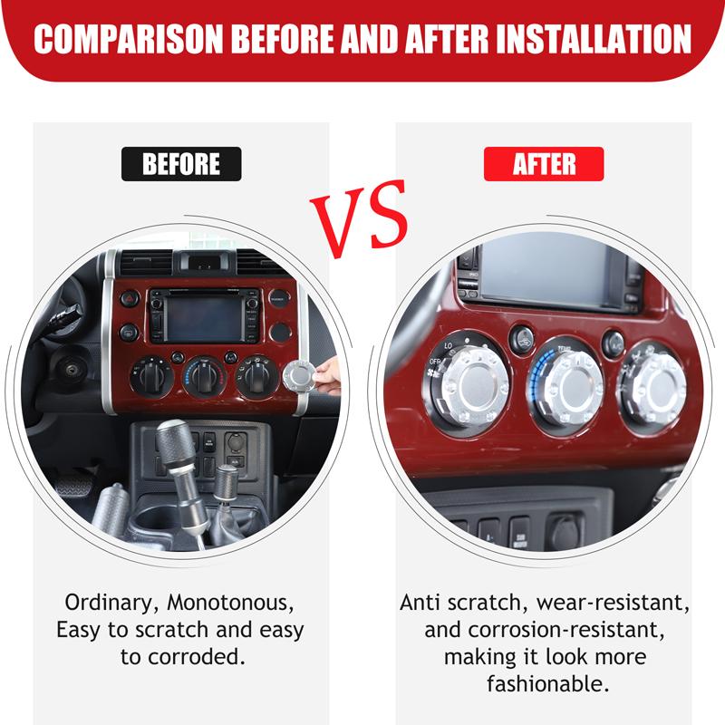 For Toyota FJ Cruiser 2007-2025 Aluminum Alloy Car Center Console Air Conditioning Knob Decorative Cover Interior Accessories