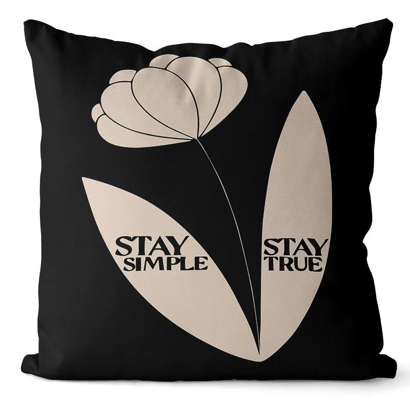 Office Living Room Home Pillowcase Black and White Simple Abstract Pattern Pillowcase Car Ornaments