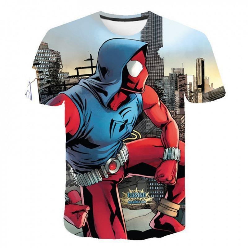 Fashionable Men's Spider Man 3d Printed T-Shirt Superhero Battle Posture 3d Printed Summer Trend Short Sleeved Tee Tops Clothing