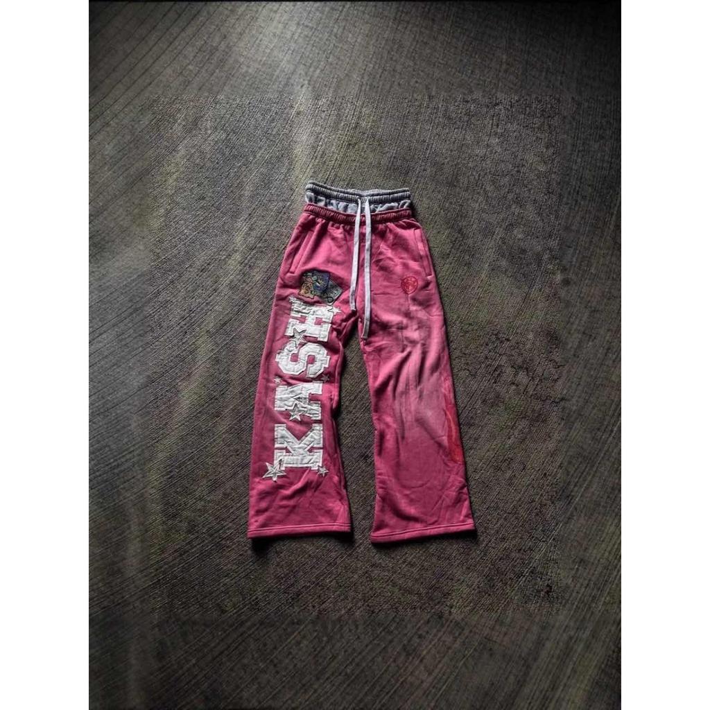 FlowStreet American Letter Patch Retro Double Layer Design Y2K Pants Baggy Sweatpants Men Hip Hop Gothic Elastic Waist Jogging Casual Pants 4XL