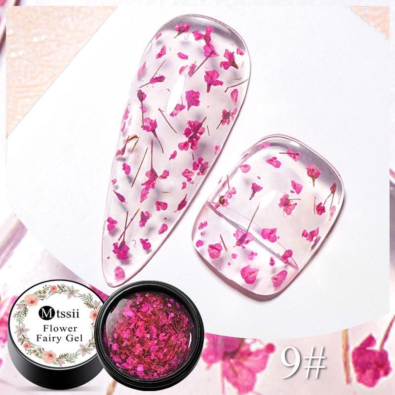 MTSSII 5 ml DIY Fairy Series Flower Glitter Gel Nail Polish 3D Natural Dried Flower Manicure Decoration Crystal Transparent Gel Polish Nail Art