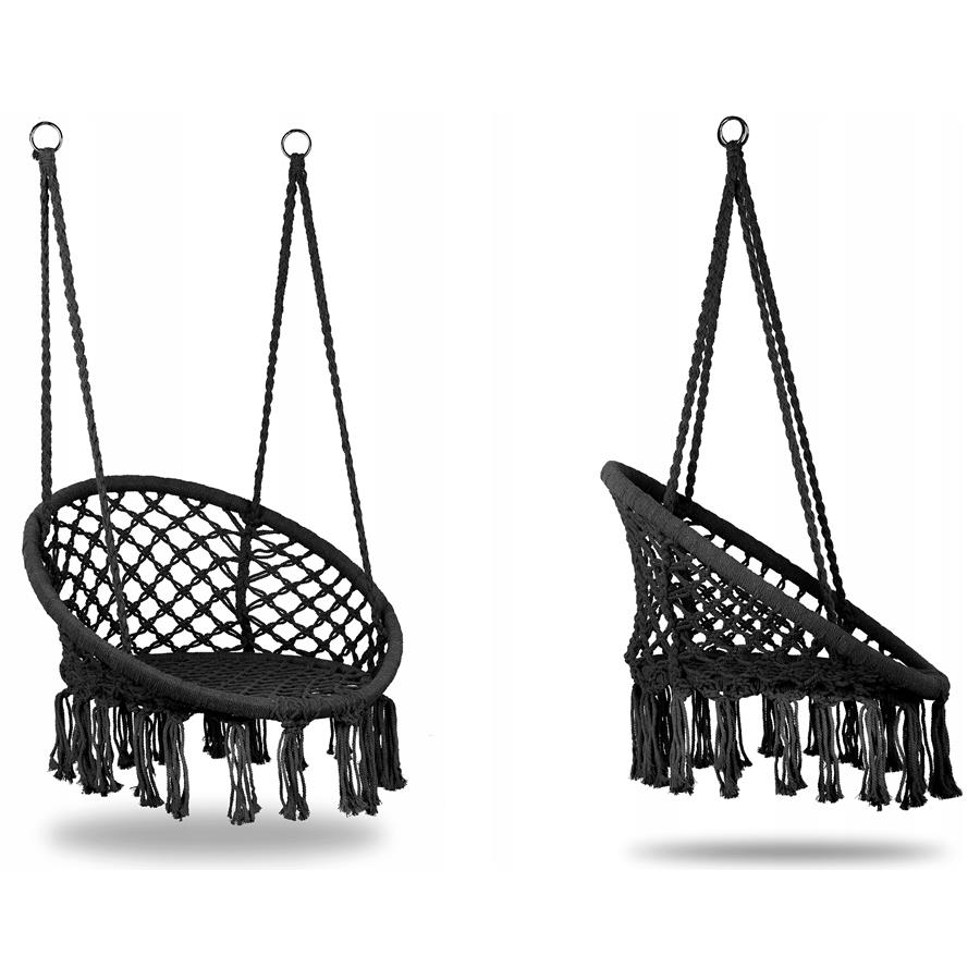 Stork's Nest Swing Hanging Chair Garden Boho for Home Garden 120cm Black