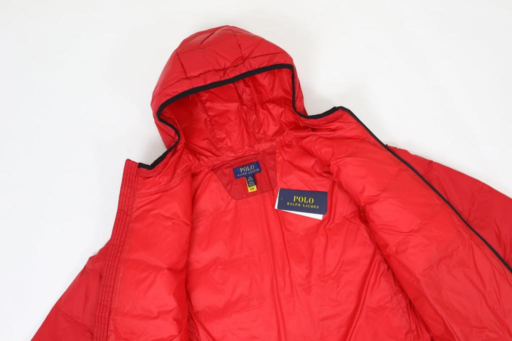 POLO RALPH LAUREN Padded Down Size Red Boys' Jacket/Parka s potiskem loga na zádech, L, (Kód produktu 0101993)