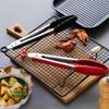 9/12Inch Silicone Food Tongs Nonslip Cooking Clip Salad Serving Kitchen Tong Stainless Steel Grill Tongs Heat Resistant BBQ Tool