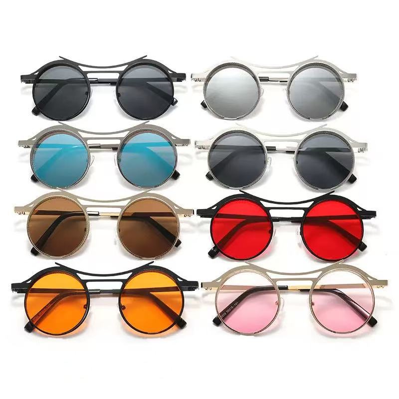 Men'S Fashion Round Punk Sunglasses Steampunk Eyewear Women'S Vintage Luxury Retro Style Uv400 Protection Beach Sunglasses