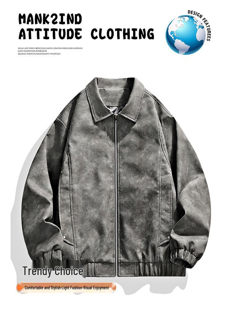 2025 Men's Retro PU Leather Motorcycle Bomber Jacket
