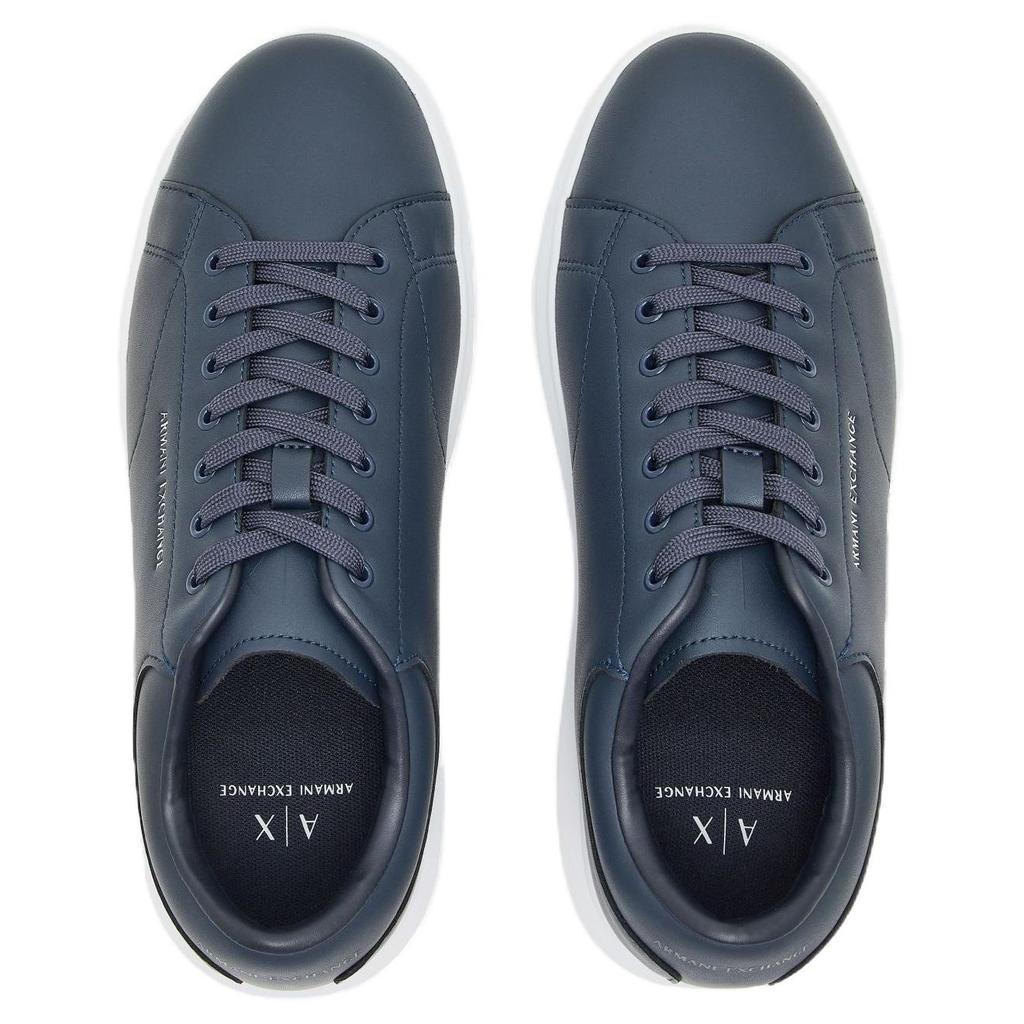 Armani Exchange Leather Lace-Up Round Toe Low-Top Fashion Sneakers Men sneakers Navy-Blue XUX123XV534100285