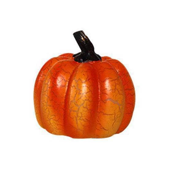 Cracked Pumpkin Figurine Halloween Light-up Pumpkin Sculpture Resin Fall Thanksgiving Tabletop Centerpiece for Halloween Autumn Harvest Home Decor