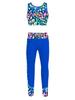 2Pcs Elastic Waistband Long Leggings Pants + Sleeveless Mesh Racer Back Tanks Tops Digital Print Gym Dancewear Outfit