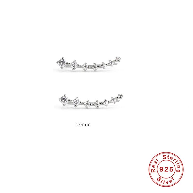 

Fashion S925 Sterling Silver Single Row 7 Flash Diamond Stud Earrings Couple Gift Earrings Cool Girl Ear Row 925 Silver
