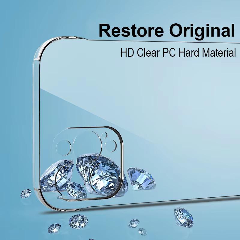 Ultra Thin Frameless Clear Case for iPhone 16 15 14 Plus 13 12 11 Pro Max Slim Hard PC Shockproof Bumper Transparent Back Cover