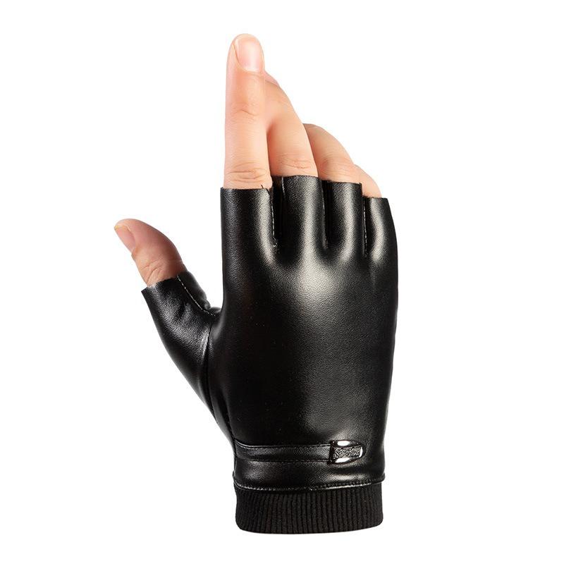 Half-finger Leather Gloves New Men's and Women's Fashion Warm and Cold Half-finger Gloves Outdoor Cycling Sports Leather Gloves