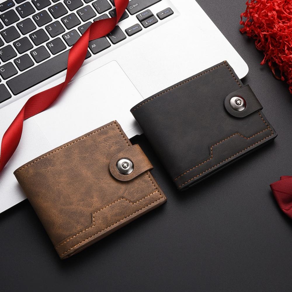 PU Leather Men's Short Wallet Ultra Slim Credit Card Holder Multi Card Case Purse Business Portable 3-fold Youth Fashion Wallet