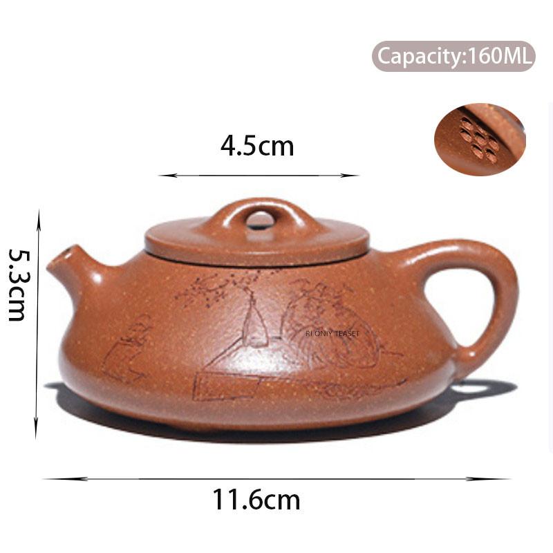 

160ml Chinese Yixing Purple Clay Teapot Kettle Handmade Stone Scoop Tea Pot Beauty Tea Infuser Household Zisha Tea Set Gifts