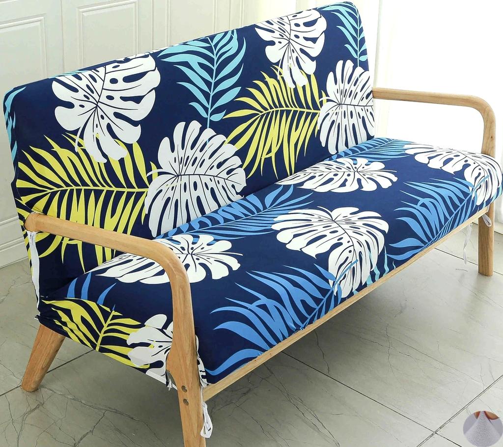 Printing Armless Futon Covers Stretch Futon Couch Cover Folding Sofa Bed Slipcover Furniture Protector with Elastic Bottom