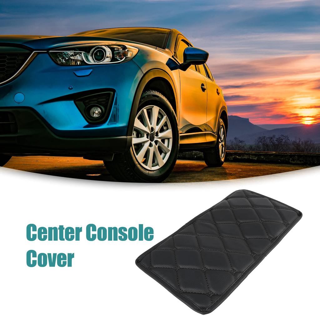 ACROPIX Center Console Lid Auto Armrest Cover U Leather Pad Mat Universal Black 1 Pc