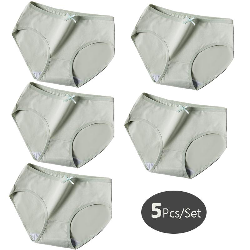 5Pcs/Set Cotton Panties Women Breathable Underwear Cute Bow Girls Briefs Sexy Low Waist Ladies Panty Soft Female Lingeries