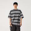 Herren Gestreiftes Lockeres Rundhals Casual Kurzarm T-Shirt