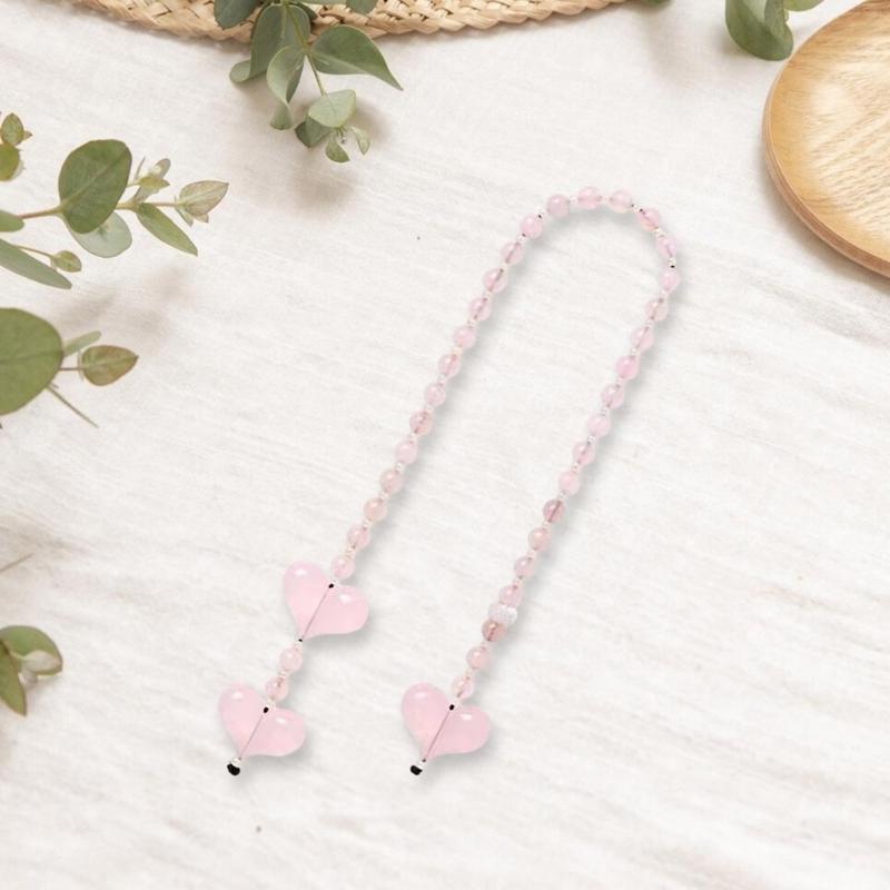 Heart Shaped Striped Pendant Keychain Delicate Pink Heart Adjustable Hanging Decoration For Keys And Mobile Devices