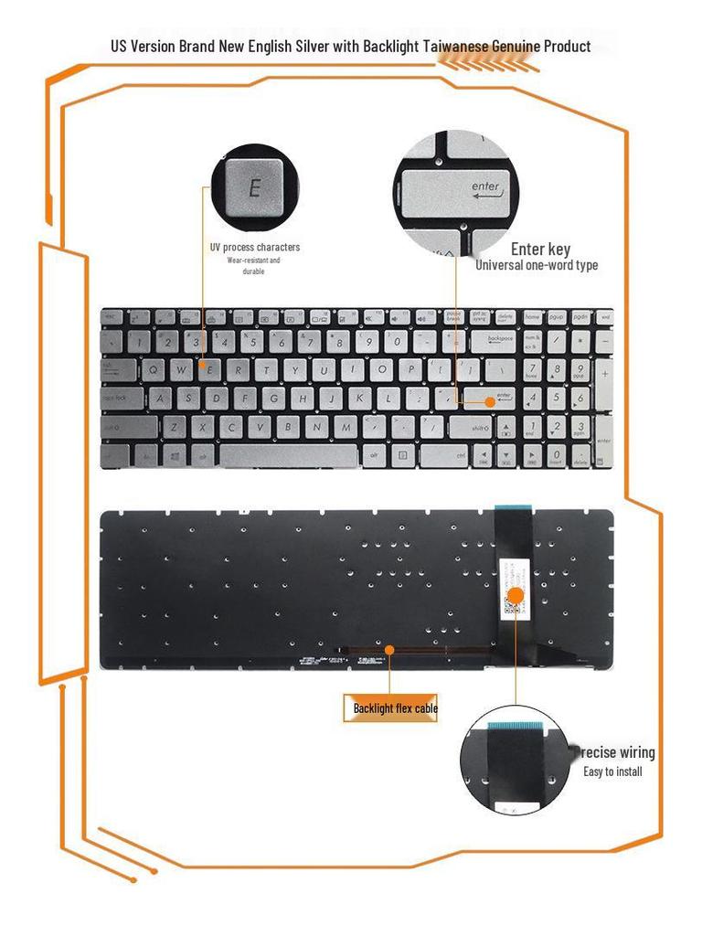 Compatible ASUS Keyboard: N56V/VV, U500VZ, N76, R500V/R505, and S550C for US/RU Models