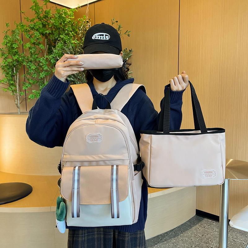 Three-Piece Backpack Set Student Schoolbag Shoulder Bag Female Large Capacity Backpack with Pen Bag