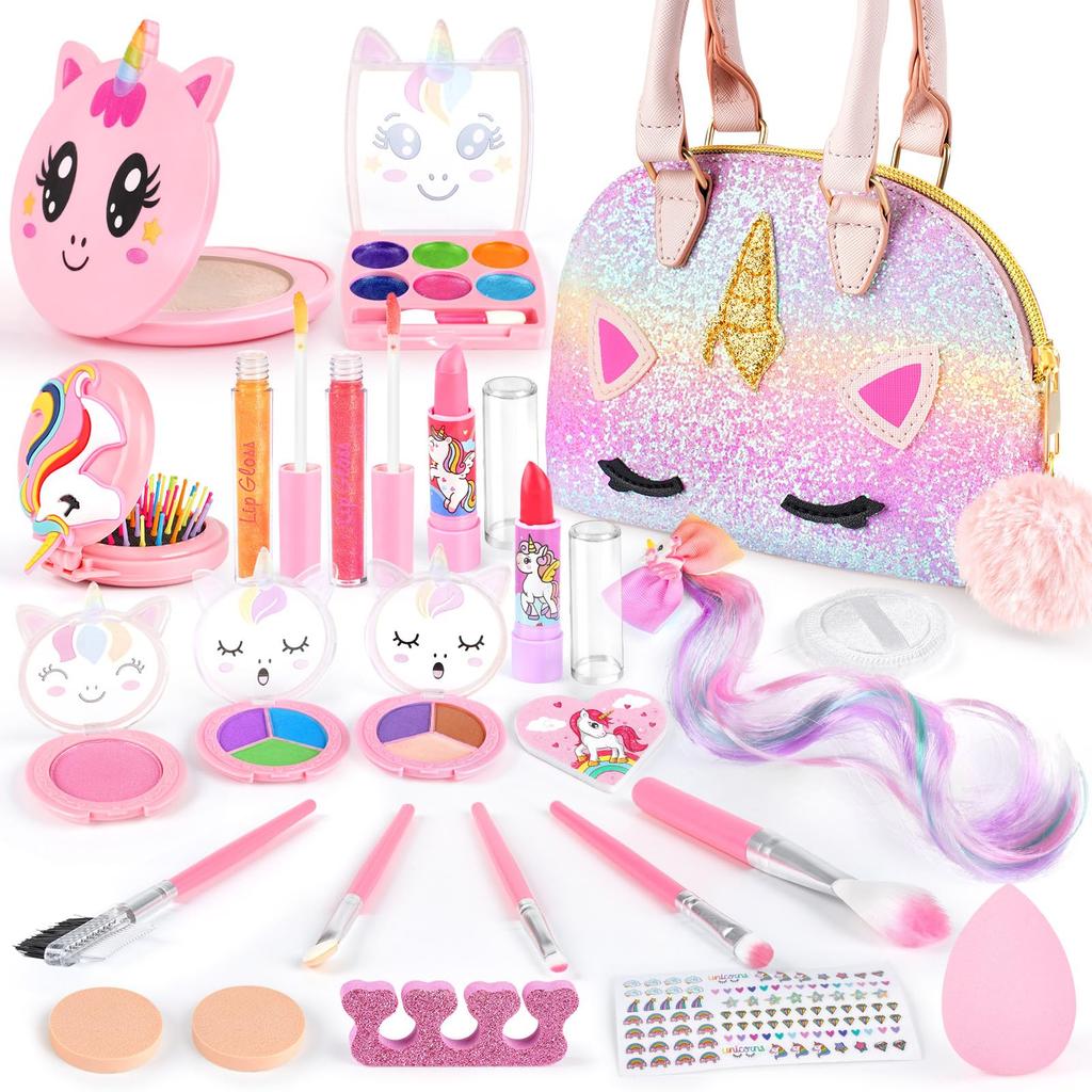 Makeup Set for Girls, Toy Makeup Set for Elementary School Girls, Ages 6, 7, 8, 9, 10, 11, 12, 13, Birthday Gift, Crossbody Cosmetic Bag, Christmas Gi