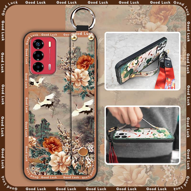 Elderly lady Durable Phone Case For ZTE Blade V40 Vita/A72 Wrist Strap Wristband For Mom Silicone Fashion Dirt-resistant