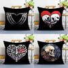 Cool Skull Heart Pillow Case Plush Fabric Soft Double Sided Print Sofa Cushion Cover Throw Pillow Covers