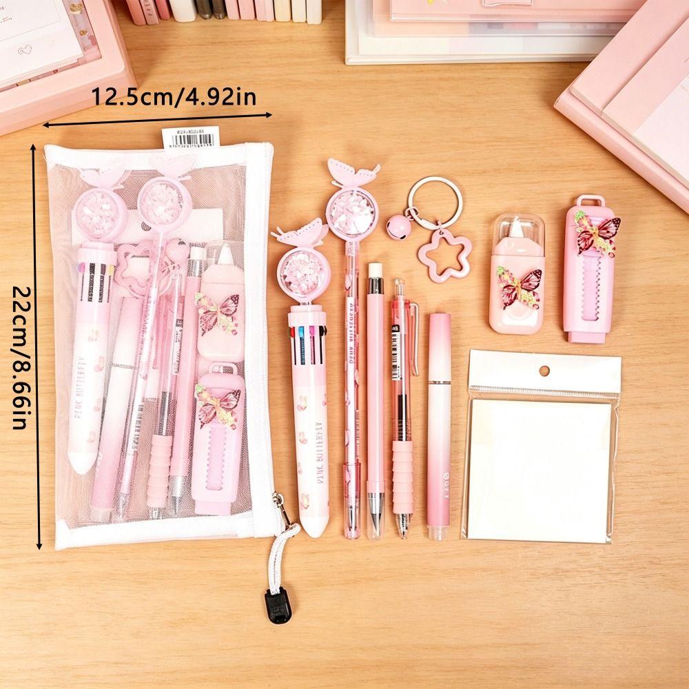 10pcs/Set Butterfly Series Writing Tool Kit Plastic Gel Pens Correction Tape  Children's Day Gifts