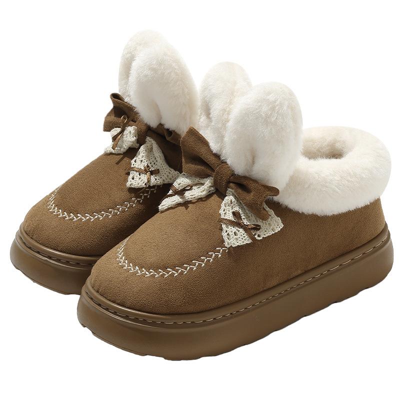 High-top cotton slippers winter cute rabbit cartoon plush warm thick-soled winter plush snow boots winter