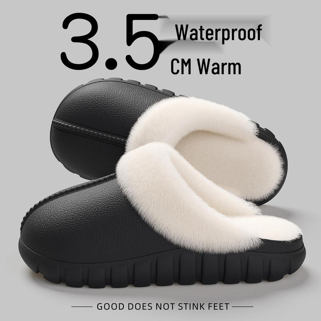 Vodotěsné pantofle EVA s podšívkou ze sametu - Teplé bavlněné boty s uzavřenou patou pro podzim a zimu, Silná podrážka, Ideální pro těhotenství a ženy