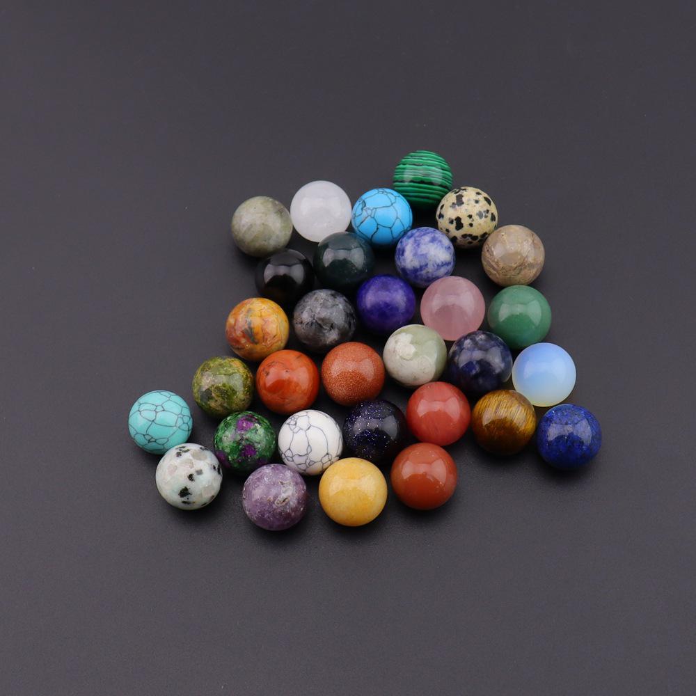 16mm Natural Agate Crystal Ball Ornament - Holeless Round Semi-Precious Stone for DIY Jewelry (BJ12)