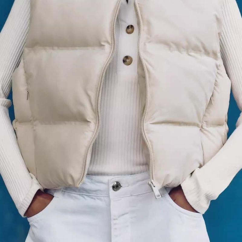 Fall and Winter New Women's Clothing Fashion Style Stand Collar Sleeveless Heattech Short Cotton Jacket Vest Waistcoat 3046224