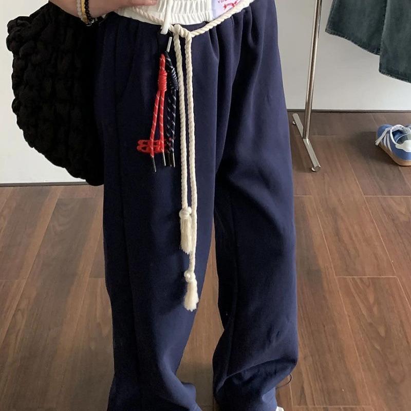 Casual Retro Street Dance Sporty Hip-hop Sweatpants for Women in Autumn and Winter, Loose Straight-leg, Slimming Wide-leg Pants