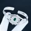Green Onyx Gemstone Handmade Cuff Bangle 925 Sterling Silver Cuff Bangle, indicolite Flower Shape Bracelet For Wife, Unisex Bangle, Wife Gift