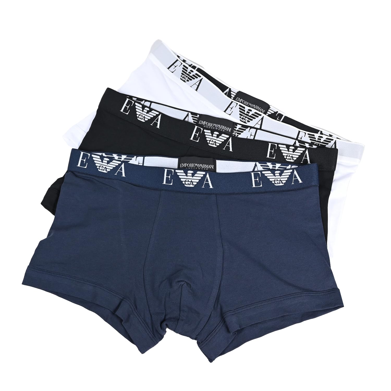 

Мужские трусы-боксеры Emporio Armani, 3 штуки, черные, белые и темно-синие, размеры 111357, CC715 и 56110 (M), Параллельный импорт.