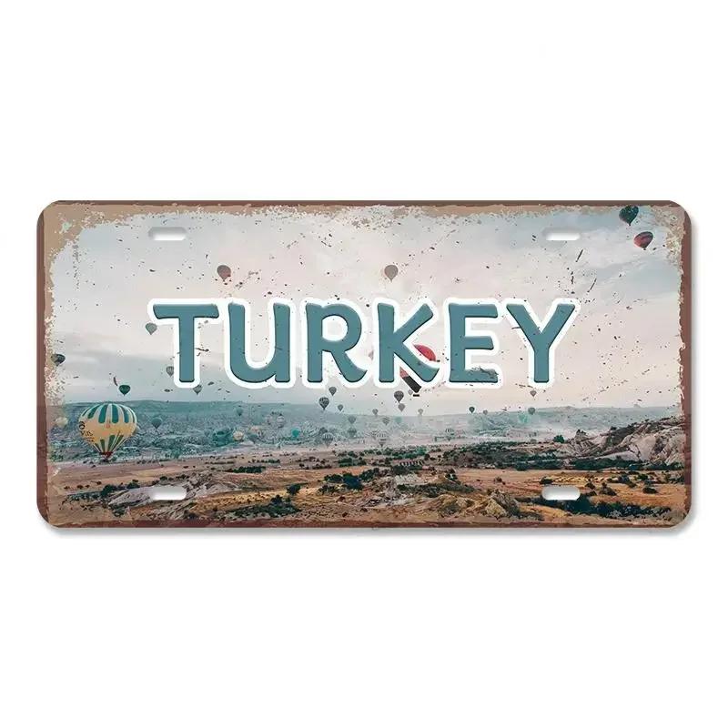 Vintage Metal Tin Signs Decors Country Capital City License Plate Retro America France Brazil Turkey Metal Posters Cafe Club Bar