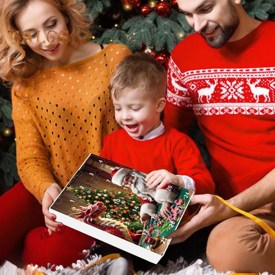 DND Dice Advent Calendar 2024 Acrylic Colorful Polyhedral Dice Set for Gamers Role Players 24 Days Christmas Countdown Calendar