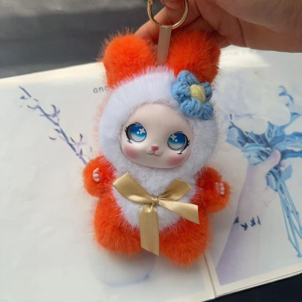 Ornaments Rabbit Doll Figures Big Ear with Flower Bunny Plush Doll Pendant Lady/Girls