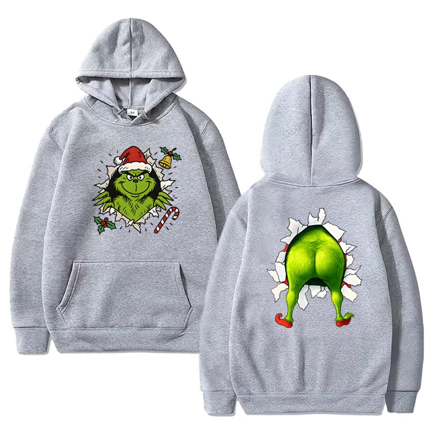 Funny Humor Grinch Christmas Hoodie Unisex Holiday Cute Green Movie Print Pullover 2025 Men Women Fleece Long Sleeve Sweatshirt