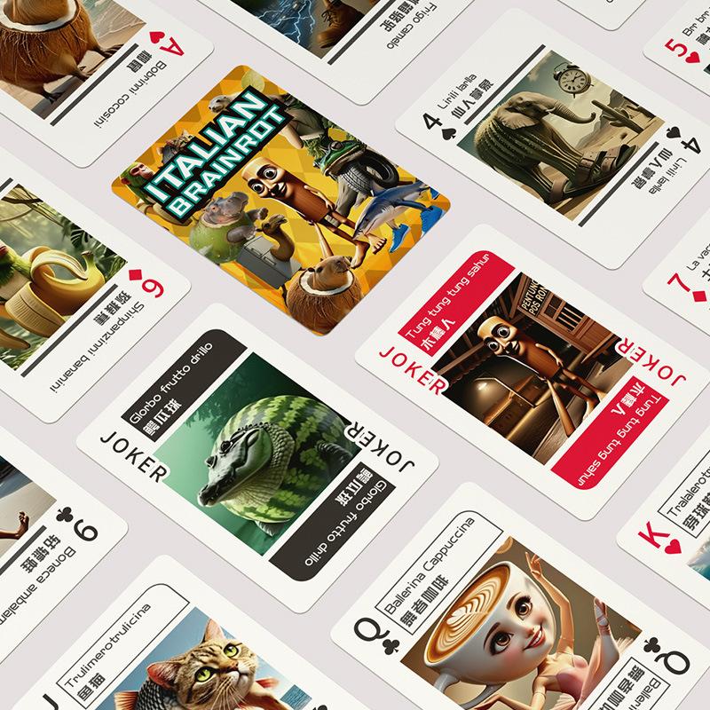 54 ШТ. Гральні Карти Італійська Brainrot Tralalero Tralala Картка для Гри Сімейні Збори Настільна Гра Дозвілля та Розваги Іграшки
