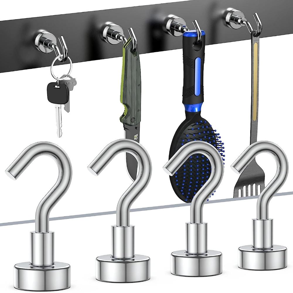 10/1Pcs Wall Strong Magnetic Hooks Multi-Purpose Heavy Duty Neodymium Magnet Hook Kitchen Bathroom Storage Keys Hanging Holder